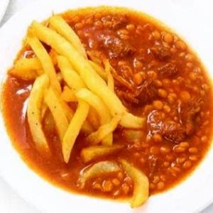 خورشت قیمه+سیب زمینی سرخ شده