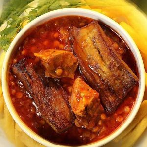 خورشت قیمه+بادمجان سرخ شده