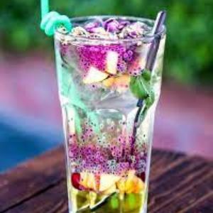 بیدمشک+گلاب+زعفران+تخم شربتی+عسل+گل محمدی