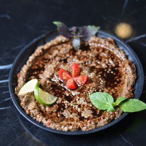 بادمجان +گردو+ارده+رب انار