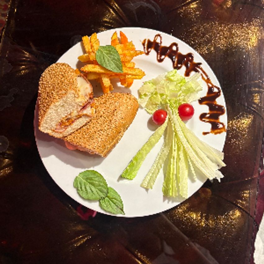 ژامبون گوشت ، سس مخصوص ، پنیر موزارلا