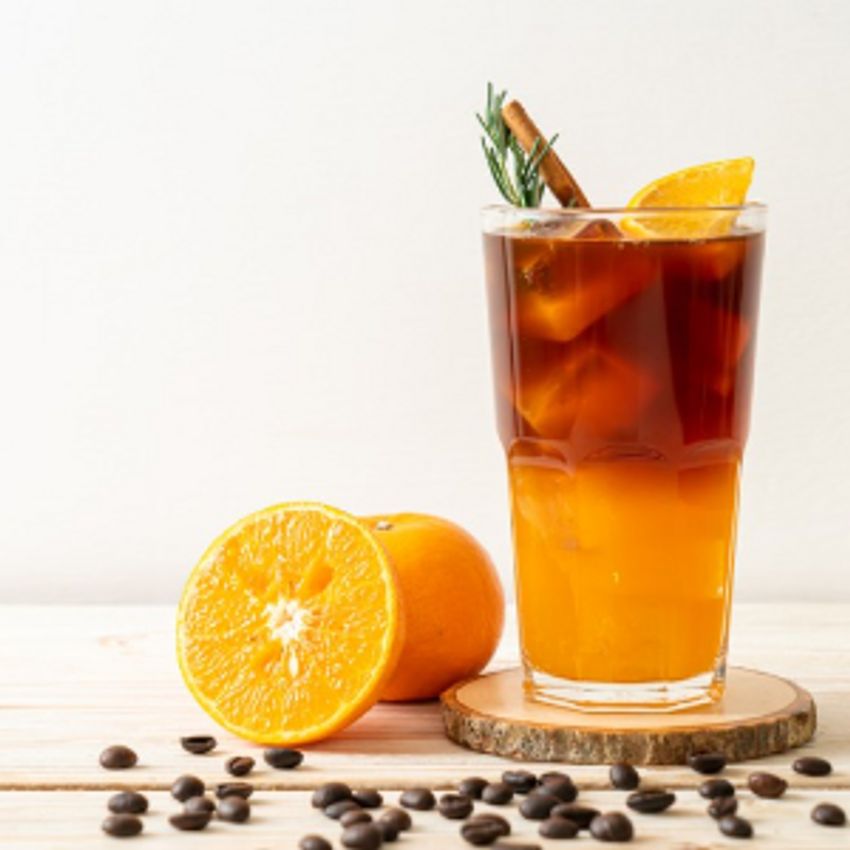اسپرسو+ آب پرتقال + یخ