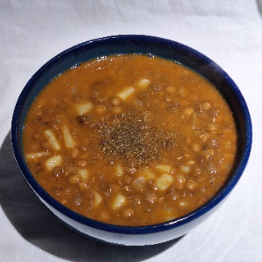 450 گرم - 950 گرم خوراک عدسی، پک قاشق چنگال،نان سنگک یا لواش