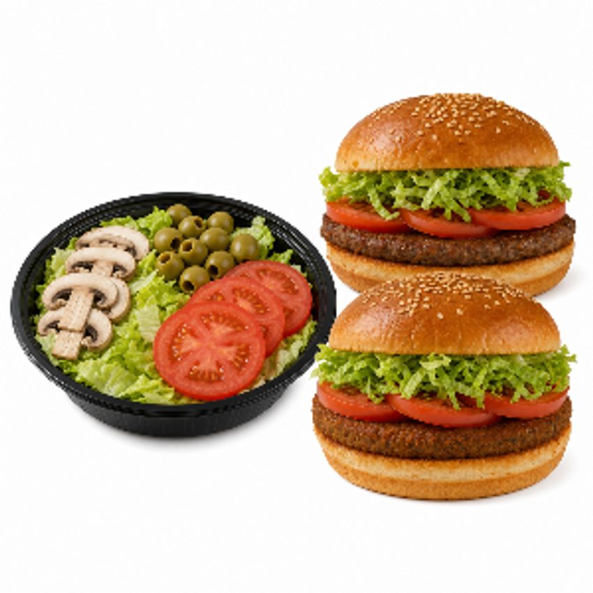 دو عدد برگر وگان +سالاد متوسط کاهو