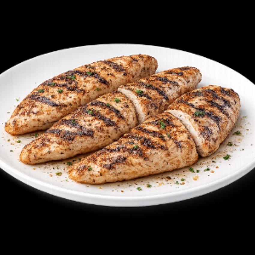 سه عدد فیله مرغ طعمدار و گریل شده