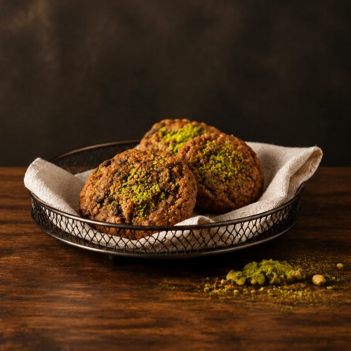 کوکی 30 گرمی تهیه شده از آرد جو دو سر ، شیرین شده با خرما، بادام درختی ، گردو، درجه کیفی A